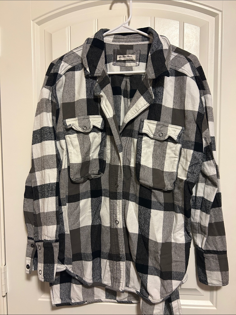 We The Free Black and White Plaid Button-Down Shirt